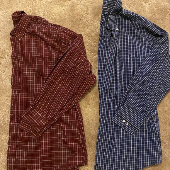 Men's Casual Button Down Shirts - Blue, Brown, Yellow Plaid - Picture 3 of 3
